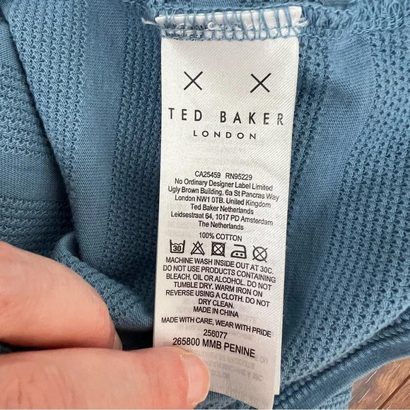 Ted Baker London Blue Striped Textured Polo Top Size 3 US M - Picture 8 of 8
